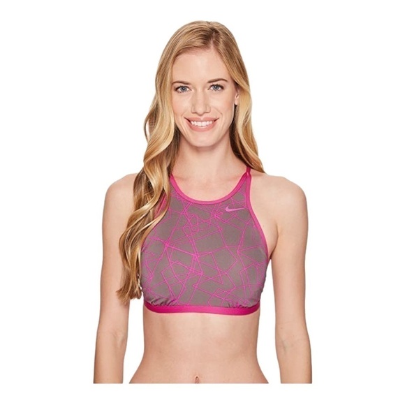 𝅺nike Adjustable High-Neck Top (Fuchsia Blast) Women's Swimwear, Multi - Picture 1 of 13